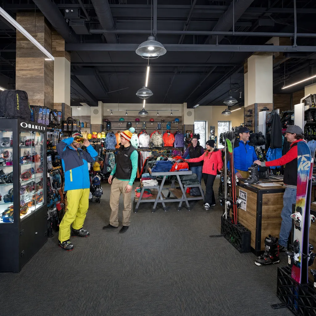 Inside Cottam's Ski Shops retail floor
